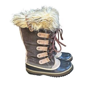 ☃️❄️Sorel Joan of Arctic Boots lined Winter Snow Faux Fur Lined Waterproof Brown